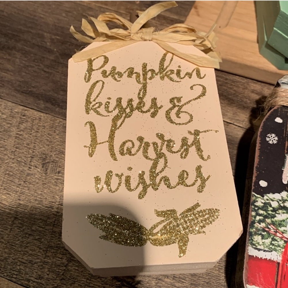 🌹Pumpkin Kisses & Harvest Wishes Wooden Fall Decor